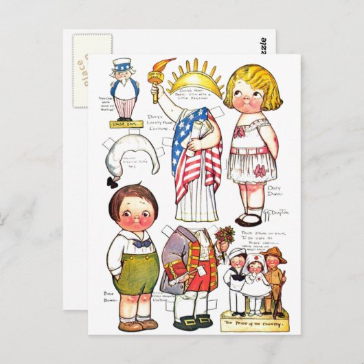Statue of Liberty Uncle Sam George Washington Doll Postkarte (Vorne/Hinten)