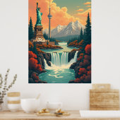 Statue of Liberty und CN Tower Landschaft Poster (Küche)