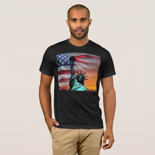 Statue of Liberty US Flag T - Shirt (Vorne ganz)