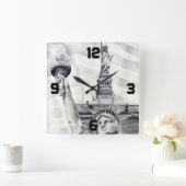 Statue of Liberty Wall Clock Quadratische Wanduhr (Zuhause)