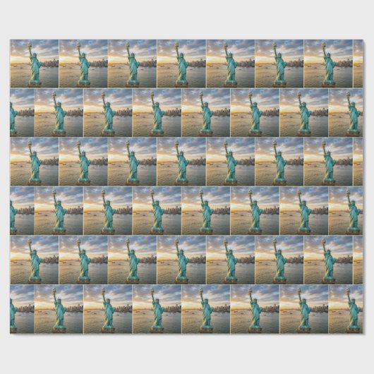 Statue of Liberty with a Dripping Ice Cream Cone Geschenkpapier (Flach)