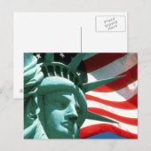 STATUE OF LIBERTY with AMERICAN FLAG Postkarte (Vorne/Hinten)