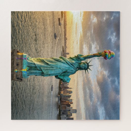 Statue of Liberty With Rainbow Ice Cream Cone Puzzle (Horizontal)