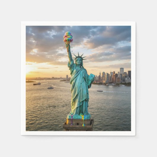 Statue of Liberty With Rainbow Ice Cream Cone Serviette (Vorderseite)