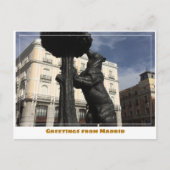 Statue of the Bear & Strawberry Tree Madrid Spanie Postkarte (Vorderseite)