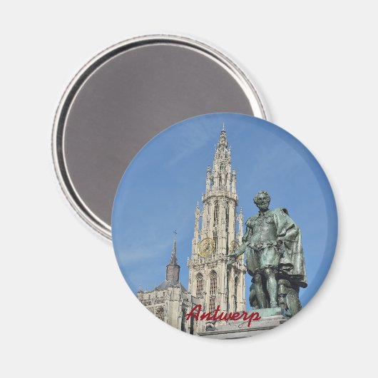 Statue Peter Paul Rubens in Antwerpen, Belgien Magnet (Vorderseite/Rückseite)