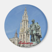 Statue Peter Paul Rubens in Antwerpen, Belgien Magnet (Vorne)