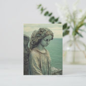 Statue Serene Angel mit Patina Postkarte (Stehend Vorderseite)