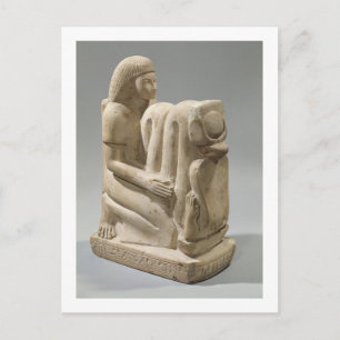 Statue Setau, die die Cobra-Göttin Nekhb präsentie Postkarte