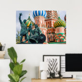 Statue und Basilius-Kathedrale Poster (Heimbüro)