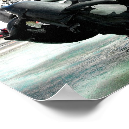 Statue und Brunnen am Trafalgar Square Poster (Ecke)