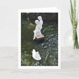 Statue und Schwan auf Madeira Feiertagskarte