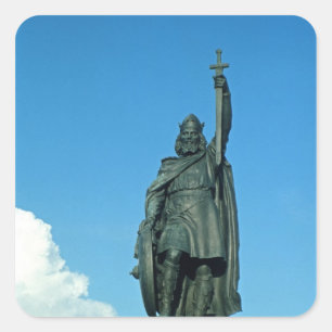 Statue von Alfred das große Quadratischer Aufkleber