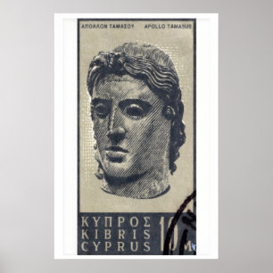 Statue von Apollo - Zypern - Briefmarken Druck Poster