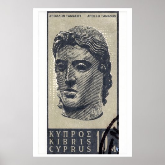 Statue von Apollo - Zypern - Briefmarken Druck Poster (Vorne)