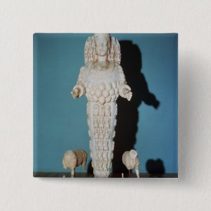 Statue von Artemis mit Jagd-Hunden, c.AD 135-75 Button
