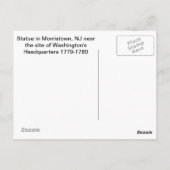 Statue von George Washington Morristown New Jersey Postkarte (Rückseite)