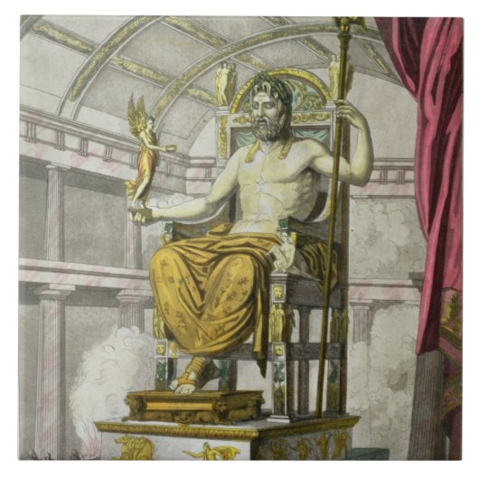 Statue von Jupiter in einem Tempel, von 'Costumi Fliese (Vorderseite)