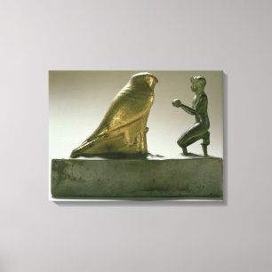 Statue von König Taharqa den Falkegott anbetend Leinwanddruck