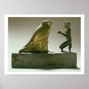 Statue von König Taharqa den Falkegott anbetend Poster