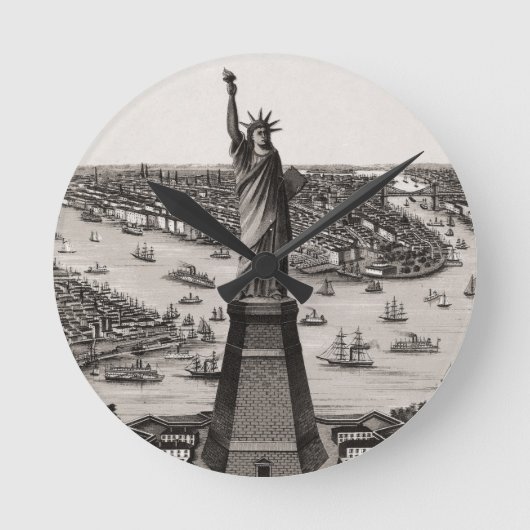 Statue von Liberty in New York Harbor Runde Wanduhr (Vorderseite)