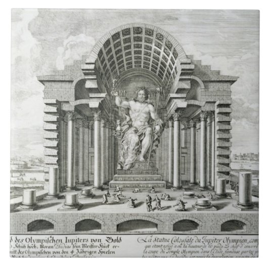 Statue von olympischem Zeus, gemacht durch Phidias Fliese (Vorderseite)