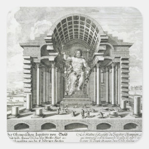 Statue von olympischem Zeus, gemacht durch Phidias Quadratischer Aufkleber