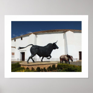 Statue von Stier und spanischem Pferd Poster