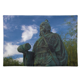 Statue von Sun Tzu in Yurihama, Tottori, Japan Stofftischset