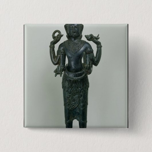 Statue von Vishnu in seiner dreifachen Form von Button (Vorderseite)