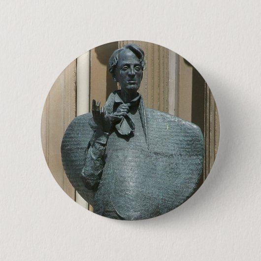 Statue von Yeats in Sligo Button (Vorderseite)
