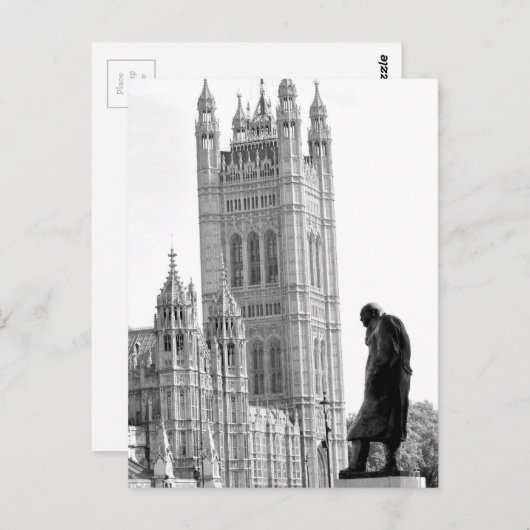 Statue Winston Churchill in London Postkarte (Vorne/Hinten)