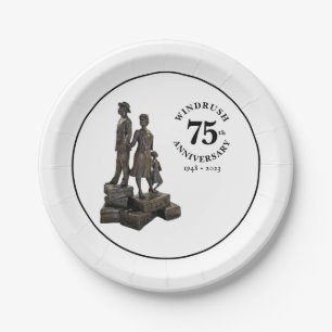 Statue zum 75. Geburtstag von Windrush Pappteller
