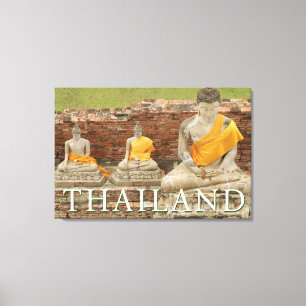 Statuen der Sitting Buddhas   Ayutthaya, Thailand Leinwanddruck