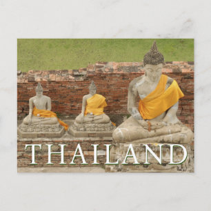 Statuen der Sitting Buddhas Ayutthaya, Thailand Postkarte