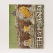 Statuen der Sitting Buddhas | Ayutthaya, Thailand Puzzle (Vertikal)