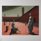 Statuen in metaphysischer Landschaft | Poster (Vorne)