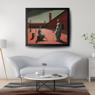 Statuen in metaphysischer Landschaft Poster