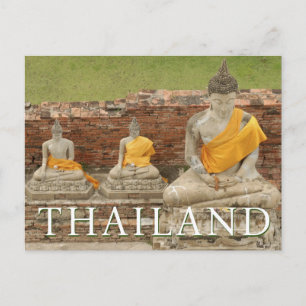Statuen sitzender Buddhas Ayutthaya, Thailand Postkarte