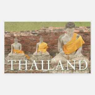 Statuen sitzender Buddhas   Ayutthaya, Thailand Rechteckiger Aufkleber