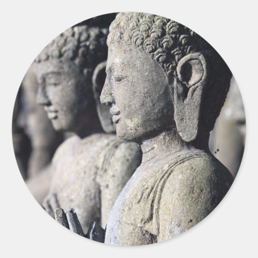 Statuen von Stone Buddha Runder Aufkleber (Vorderseite)