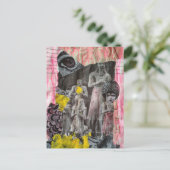 Statues of People mixed media collage Postkarte (Stehend Vorderseite)