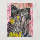 Statues of People mixed media collage Postkarte (Vorderseite)