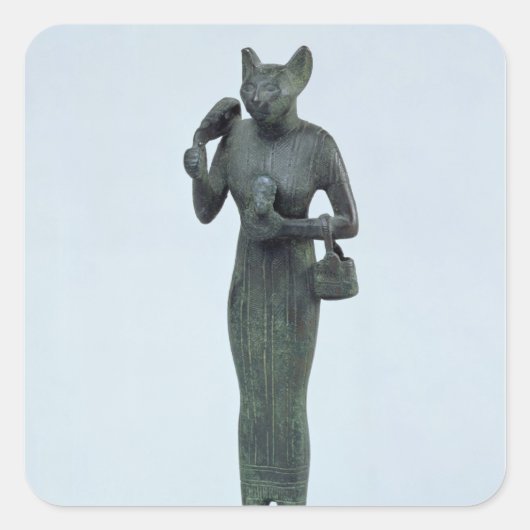 Statuette der Göttin Bastet Quadratischer Aufkleber (Vorderseite)