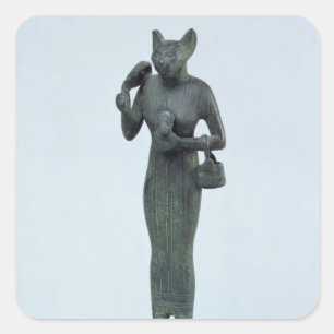 Statuette der Göttin Bastet Quadratischer Aufkleber