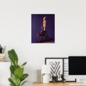 Statuette des Königs auf einem Leopard Poster (Heimbüro)