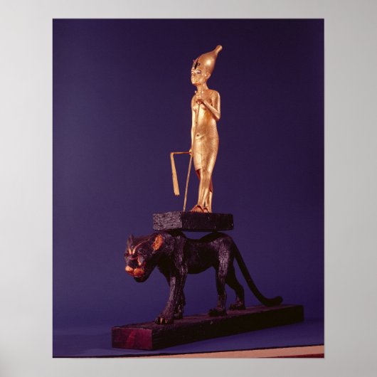 Statuette des Königs auf einem Leopard Poster (Vorne)