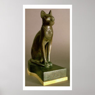 Statuette einer Katze, die die Göttin Bastet darst Poster