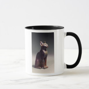 Statuette einer Katze mit Goldohrringen Tasse
