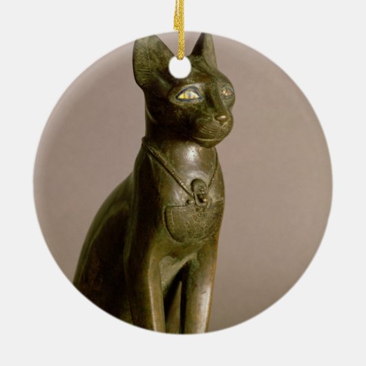 Statuette einer Katze, welche die Göttin Bastet Keramikornament (Hinten)